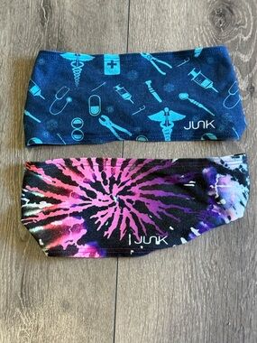 Junk Women's Headband Set - Blue Medical Print & Black Pink Purple Tie-Dye